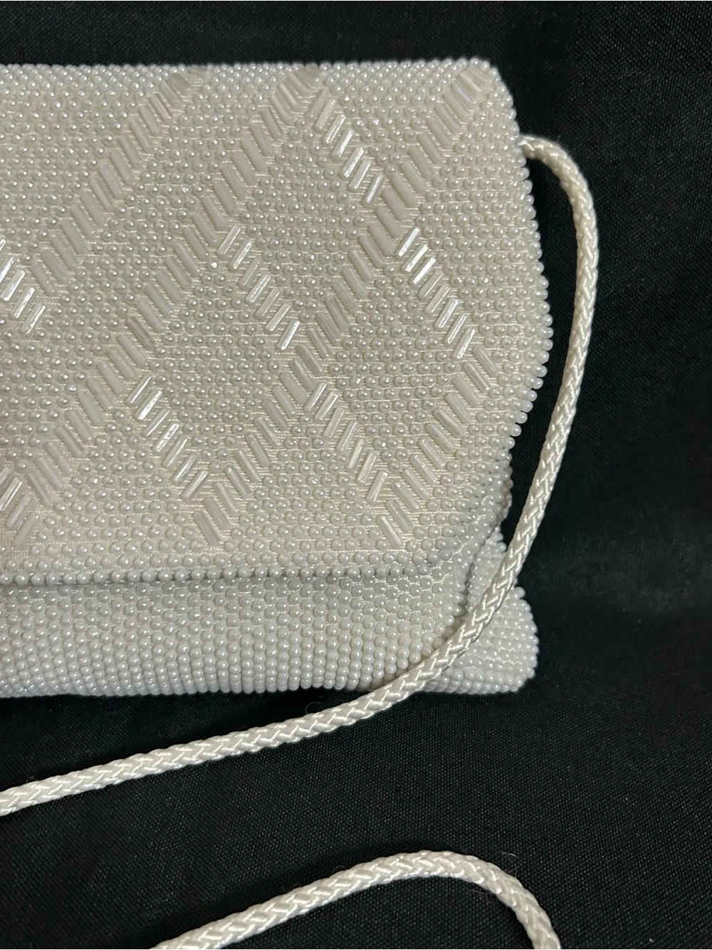 Beaded Evening Crossbody Shoulder Bag White